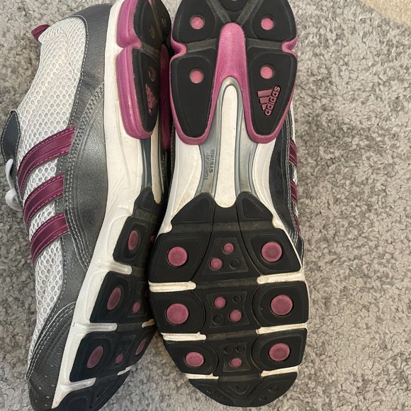 EUC Ladies Size 11 Adidas white and pink mesh 3d cushion lace up trainers - Picture 5 of 13